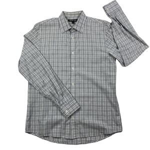 Michael Kors Gray Cotton Button Down Plaid Shirt Medium
